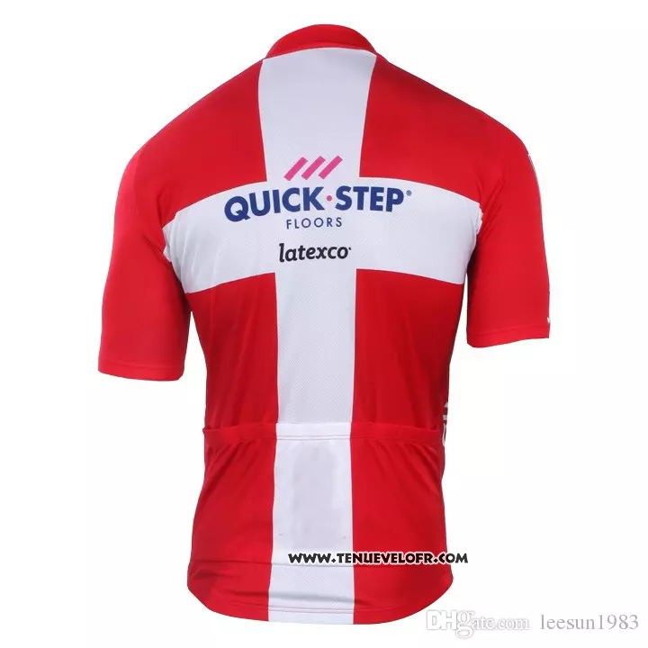 2018 2019 Maillot Ciclismo Quick Step Floors Champion Danemark Manches Courtes et Cuissard